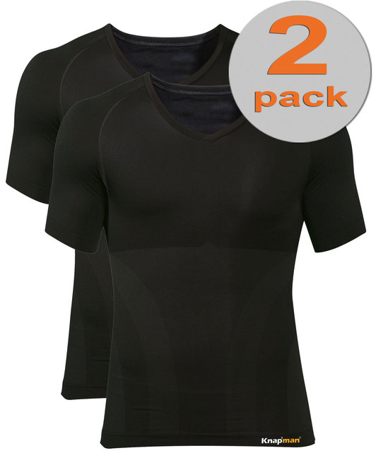 TWOPACK | Knap'man Compression Shirt 2.0 V-neck Black