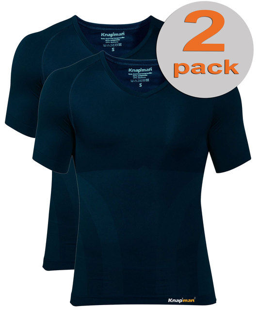 TWOPACK | Knap'man Compression Shirt 2.0 V-neck Navy Blue