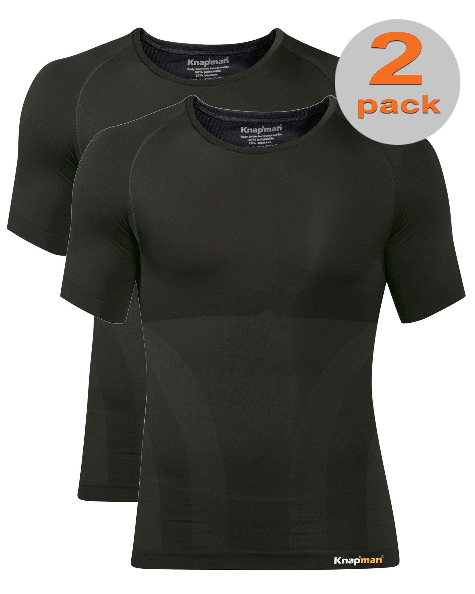 TWOPACK | Knap'man Compression Shirt 2.0 Crewneck Black