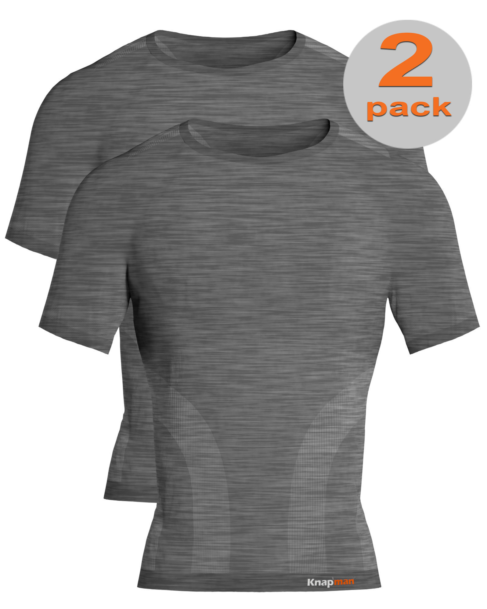 TWOPACK | Knapman Pro Performance Baselayer Shirt Short Sleeve Grey Melange