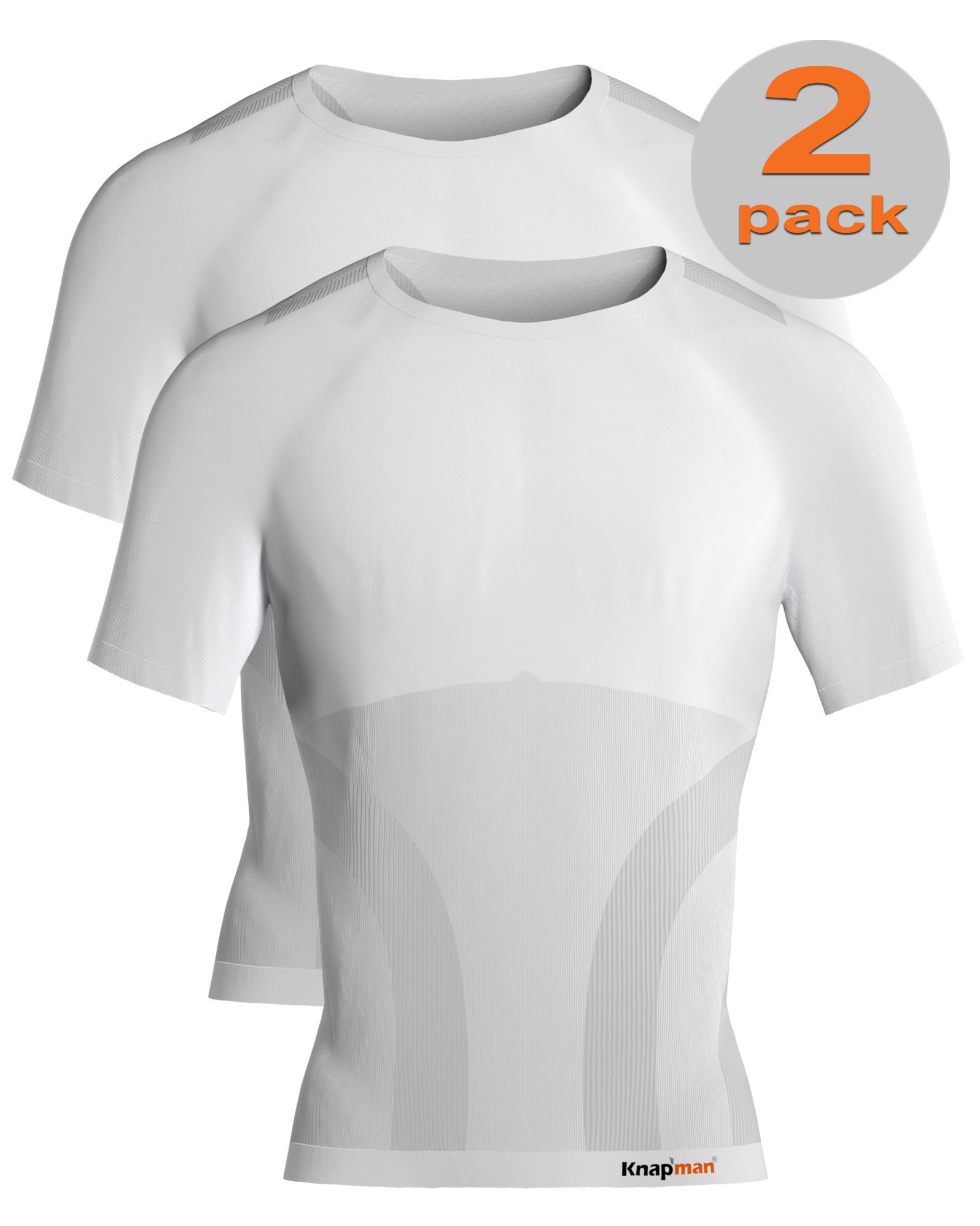TWOPACK | Knapman Pro Performance Baselayer Shirt Short Sleeve White